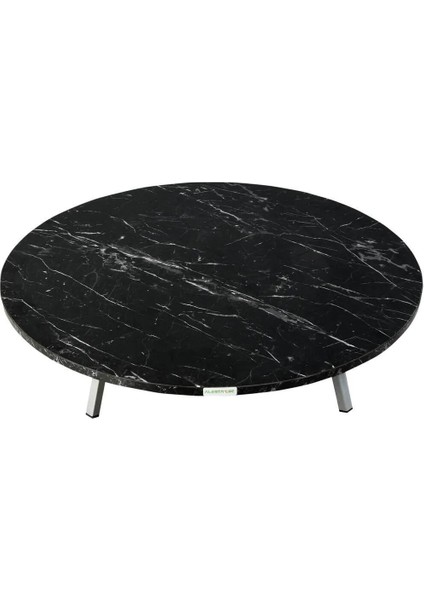 80 cm Siyah Katlanabilir Metal Ayaklı Yer Sofrası | Hamur Açma Tahtası | Oyun Masası - 21 cm Yükseklik