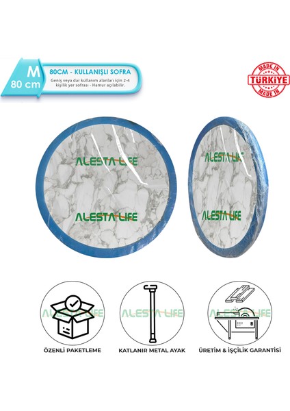 80 cm Beyaz Katlanabilir Metal Ayaklı Yer Sofrası | Hamur Açma Tahtası | Oyun Masası - 21 cm Yükseklik fiyatları