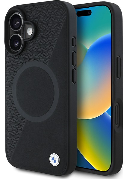 Apple iPhone 16 Kılıf Bmw Lisanslı Magsafe Uyumlu Metal Logolu Yarım Dokulu Circle Deri Kapak Siyah fiyatları