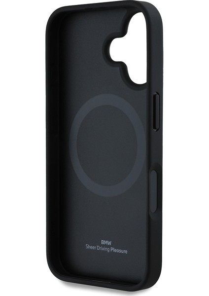 Apple iPhone 16 Kılıf Bmw Lisanslı Magsafe Uyumlu Metal Logolu Yarım Dokulu Circle Deri Kapak Siyah fırsatları