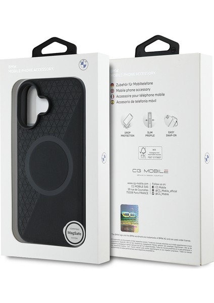 Apple iPhone 16 Kılıf Bmw Lisanslı Magsafe Uyumlu Metal Logolu Yarım Dokulu Circle Deri Kapak Siyah indirimleri