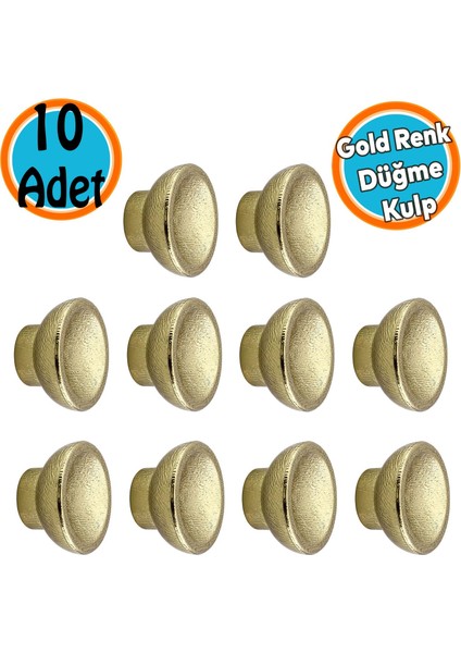 Mobilya Mutfak Dolap Dolabı Çekmece Kulpu Kulbu Plastik Altın Tek Vida Altın Kulp Düğme Gold 10 Adet