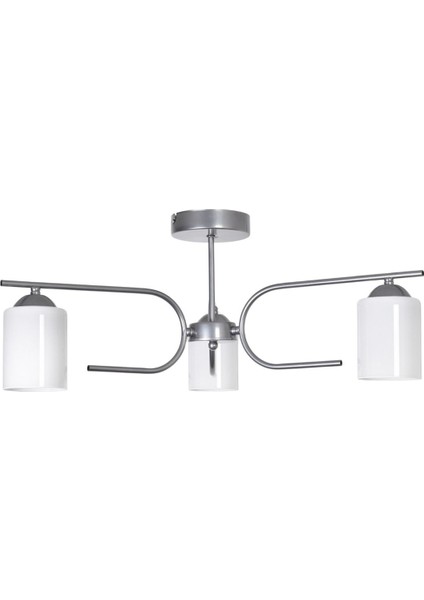 Aloha Modern Tasarım Salon Yatak Odası Mutfak Gri Renk Beyaz Camlı 3 Lü Avize