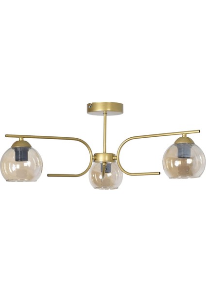 Aloha Modern Tasarım Salon Yatak Odası Mutfak Eskitme Renk Bal Camlı 3 Lü Avize