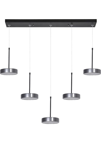 Rihanna Modern Tasarım Salon Yatak Odası Mutfak Yemek Masası Panel Ledli 5 Li Sıralı Beyaz LED Avize