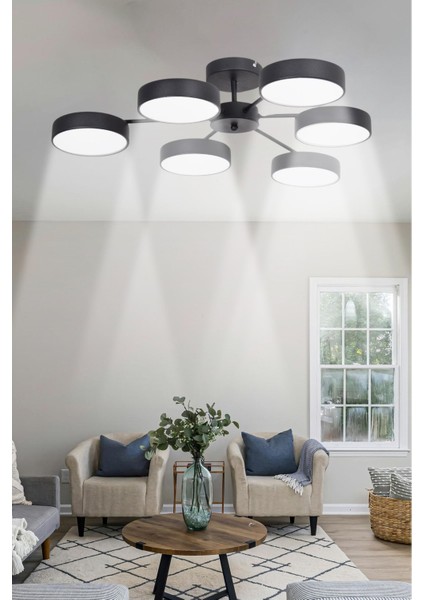 Bego Modern Salon Yatak Odası Giyinme Odası Mutfak Beyaz Işık Ledli Siyah Renk 6 Lı LED Avize