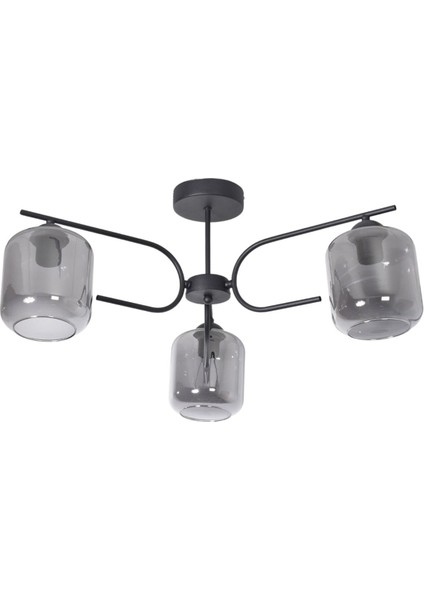 Aloha Modern Tasarım Salon Yatak Odası Mutfak Siyah Renk Füme Camlı 3 Lü Avize fiyatları