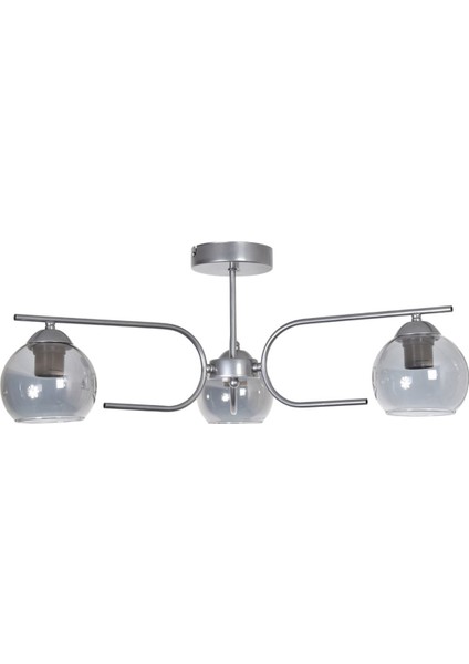 Aloha Modern Tasarım Salon Yatak Odası Mutfak Gri Renk Füme Camlı 3 Lü Avize