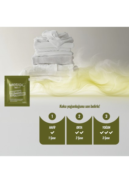 Metsgo Premium Dryer Parfüm Silkwave – 12 x 3 ml Şase + 1 Yün Kurutma Topu – Çamaşır Kurutma Makinesi Için