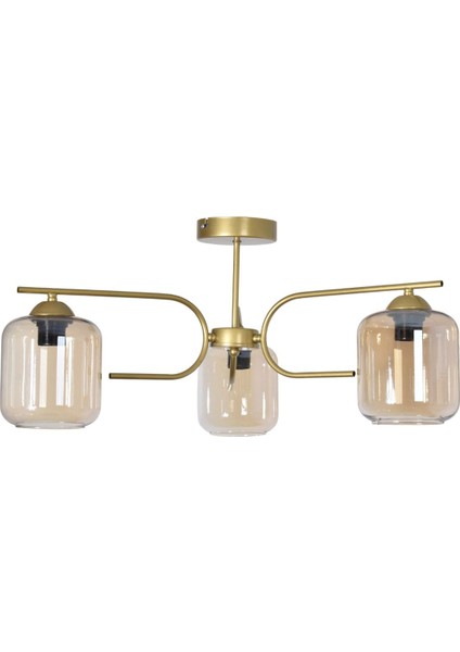 Aloha Modern Tasarım Salon Yatak Odası Mutfak Eskitme Renk Bal Camlı 3 Lü Avize