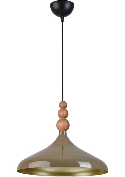 Nil Modern Tasarım Ahşap Detaylı Metal Cafe - Mutfak Kahverengi Tekli Avize (35 Cm)