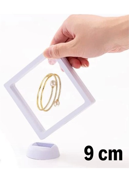 9x9 cm Standlı 3D Takı Ziynet Hatıra Koleksiyon Saklama Kutusu Şeffaf Film Çerçevesi (4887)