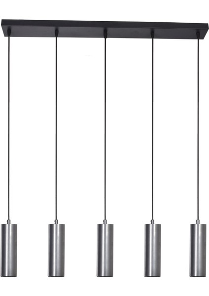 Spotline Modern Tasarım Mutfak Yemek Masası Salon Gri Renk Spot 5 Li Sıralı Avize ( Gün Işığı )