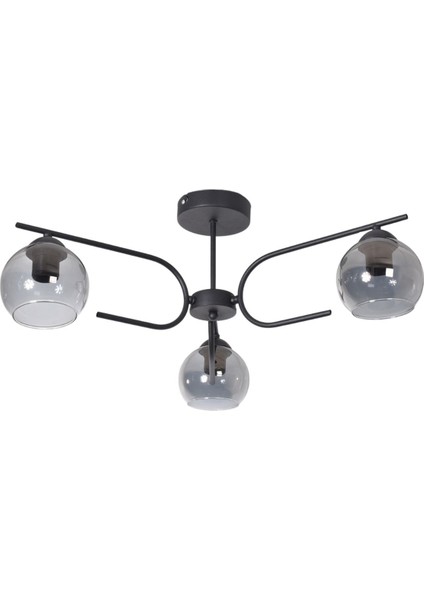 Aloha Modern Tasarım Salon Yatak Odası Mutfak Siyah Renk Füme Camlı 3 Lü Avize fiyatları