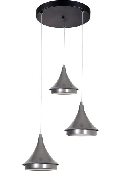 Pare Modern Salon Yatak Odası Salon Cafe Mutfak Beyaz Işık Panel Ledli Renk 3 Lü LED Avize