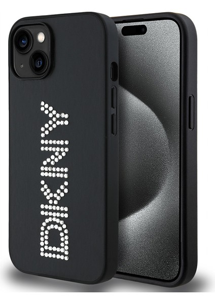 Apple iPhone 14 Kılıf Lisanslı Taşlı Yazılı Metalik Rhinestones Pu Deri Kapak Siyah fiyatları
