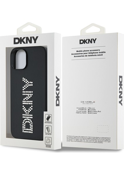 Apple iPhone 14 Kılıf Lisanslı Taşlı Yazılı Metalik Rhinestones Pu Deri Kapak Siyah indirimleri