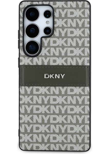 Samsung Galaxy S25 Ultra Kılıf Lisanslı Kartlıklı 3D Yazılı Repeat Texture Pattern Kapak Kahverengi