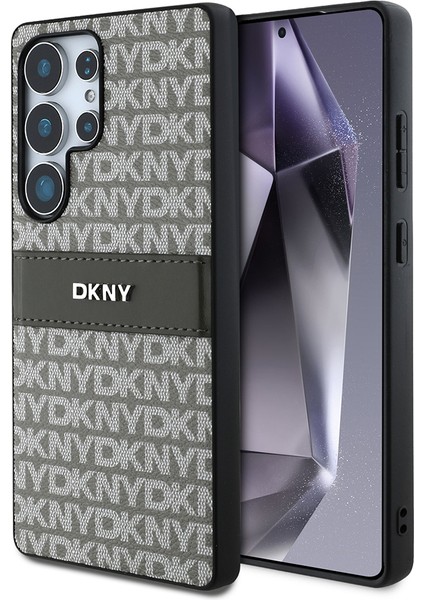 Samsung Galaxy S25 Ultra Kılıf Lisanslı Kartlıklı 3D Yazılı Repeat Texture Pattern Kapak Kahverengi fiyatları