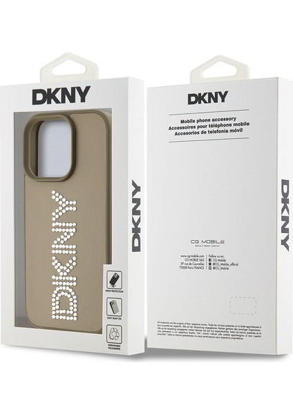 Apple iPhone 16 Pro Kılıf Lisanslı Taşlı Yazılı Metalik Rhinestones Pu Deri Kapak Kahverengi indirimleri