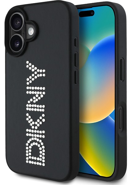 Apple iPhone 16 Kılıf Lisanslı Taşlı Yazılı Metalik Rhinestones Pu Deri Kapak Siyah fiyatları
