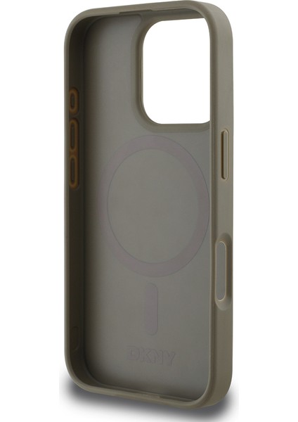 Apple iPhone 16 Pro Kılıf Lisanslı Magsafe Şarj Özellikli 3D Yazılı Grid Pattern Kapak Kahverengi fırsatları