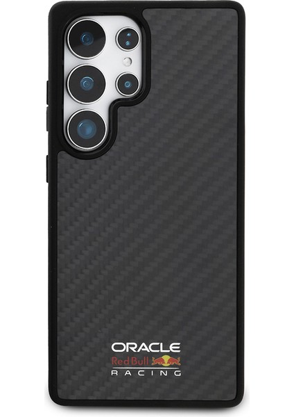 Samsung Galaxy S25 Ultra Kılıf Redbull Lisanslı Magsafe Uyumlu Karbon Fiber Parlayan Logolu Kapak Siyah