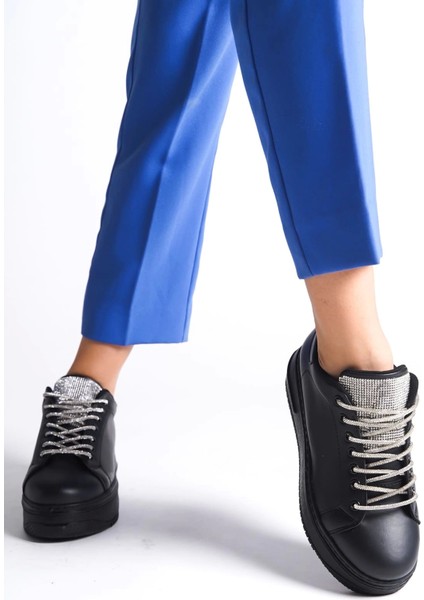 Della Bağcıklı Ortopedik Taban Taşlı Kadın Sneaker Spor Ayakkabı St - Siyah modelleri