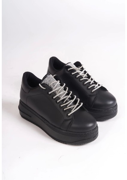 Della Bağcıklı Ortopedik Taban Taşlı Kadın Sneaker Spor Ayakkabı St - Siyah fırsatları