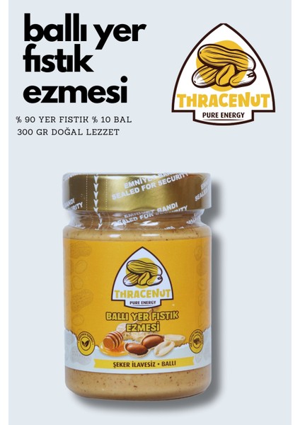 Ballı Yer Fıstık Ezmesi 300G – Doğal – Şeker Ilavesiz – Katkısız – Sürülebilir (%90 Yer Fıstığı %10 Bal)