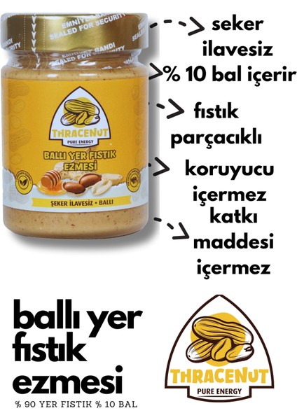Ballı Yer Fıstık Ezmesi 300G – Doğal – Şeker Ilavesiz – Katkısız – Sürülebilir (%90 Yer Fıstığı %10 Bal)