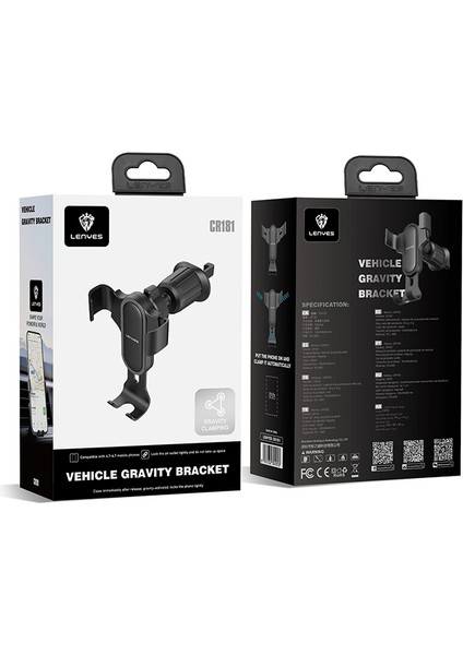 CR181 360 Derece Dönebilen Havalandırma Tasarımlı Araç Telefon Tutucu Siyah indirimleri