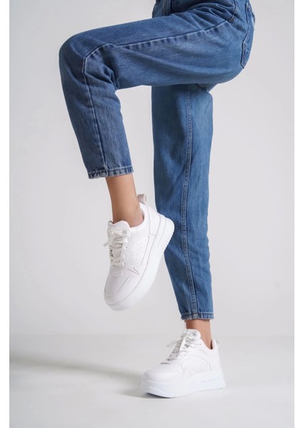 Alessı Bağcıklı Ortopedik Taban Kadın Sneaker Spor Ayakkabı Bt - Beyaz modelleri