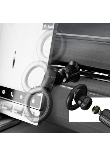 CR183 Magsafe Magnetik Özellikli 360 Dönebilen Havalandırma Tasarım Araç Telefon Tutucu Siyah modelleri
