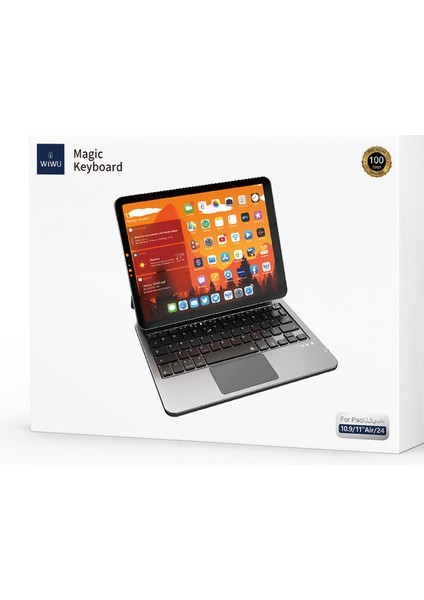 iPad Pro 12.9 2021 (5.nesil) Wiwu MK-003 Gizli Kalem Bölmeli Touchpad Klavyeli Standlı Kılıf Siyah
