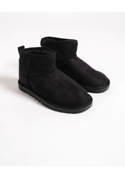 Jolıe Bağcıksız Düz Taban Içi Kürklü Kısa Süet Kadın Bot St - Siyah fırsatları
