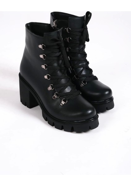Emma Bağcıklı Fermuarlı Ortopedik Taban Topuklukadın Bot St - Siyah fırsatları