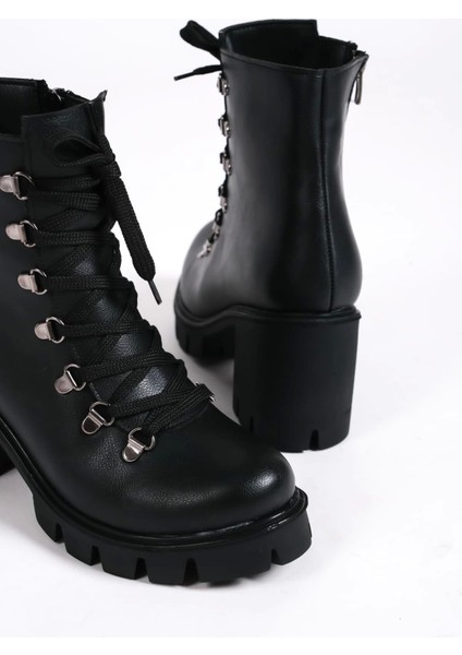 Emma Bağcıklı Fermuarlı Ortopedik Taban Topuklukadın Bot St - Siyah indirimleri