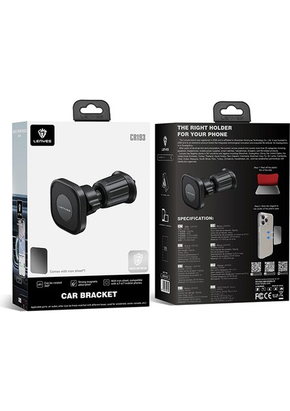 CR193 Havalandırma Tasarım Magnetik Araç Telefon Tutucu Siyah indirimleri