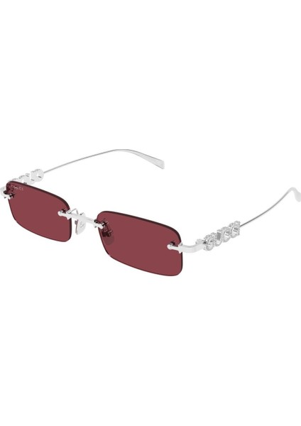 Gg 1808S 004 52 Unisex Dikdörtgen Gri Metal Güneş Gözlüğü