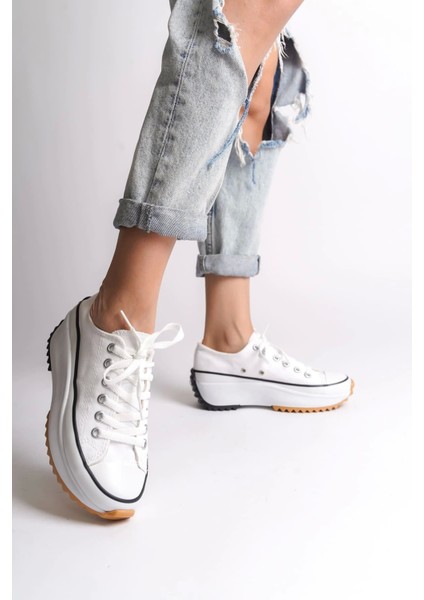 Parıs Bağcıklı Ortopedik Taban Kadın Sneaker Spor Ayakkabı Bt - Beyaz fiyatları
