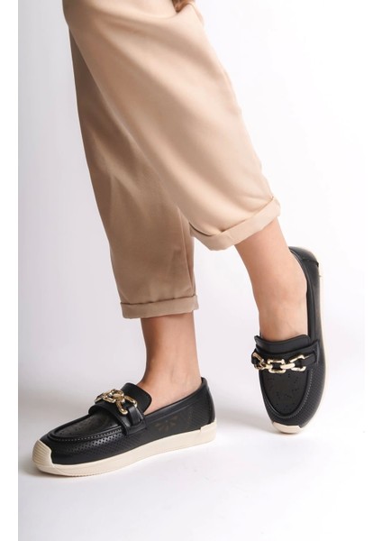 Layla Bağcıksız Ortopedik Rahat Taban Çiçek Desenli Kadın Babet Ayakkabı Kt - Siyah fiyatları