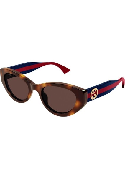 Gg 1862S 002 52 Kadın Cat Eye Kırçıllı Kahverengi Kemik Güneş Gözlüğü