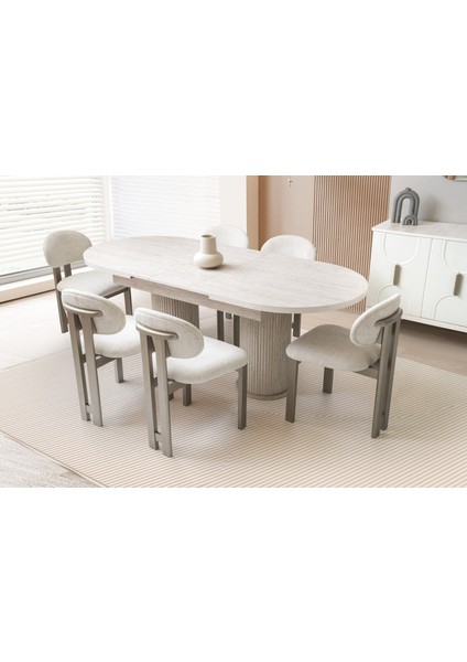 Milano Açılır Mdf Masa+6 Sandalye