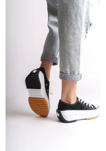 Parıs Bağcıklı Ortopedik Taban Kadın Sneaker Spor Ayakkabı Bt - Siyah modelleri