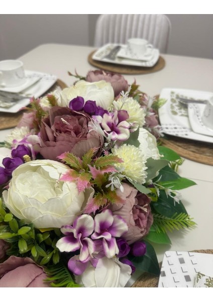 Yapay Çiçek Yemek Masası Çiçeği Beyaz Pudra Şakayık Yapay Masa Çiçeği fiyatları