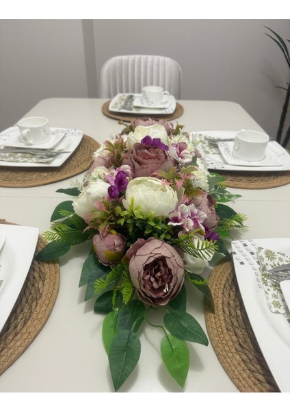Yapay Çiçek Yemek Masası Çiçeği Beyaz Pudra Şakayık Yapay Masa Çiçeği modelleri