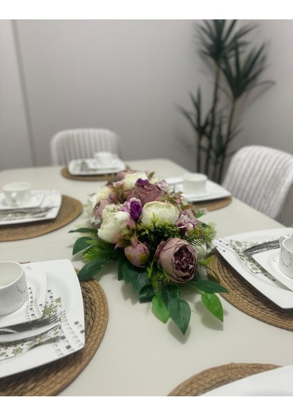 Yapay Çiçek Yemek Masası Çiçeği Beyaz Pudra Şakayık Yapay Masa Çiçeği fırsatları