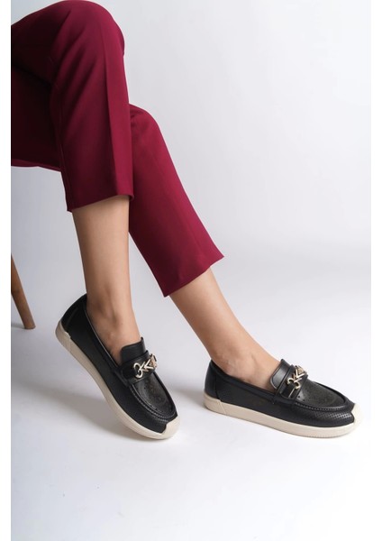 Lıly Bağcıksız Ortopedik Rahat Taban Çiçek Desenli Kadın Babet Ayakkabı Kt - Siyah fiyatları