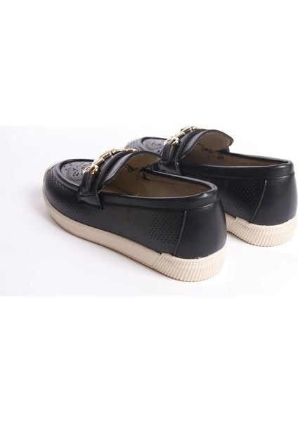 Lıly Bağcıksız Ortopedik Rahat Taban Çiçek Desenli Kadın Babet Ayakkabı Kt - Siyah indirimleri